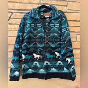 Vintage 90s Fleece southwestern horse jacket